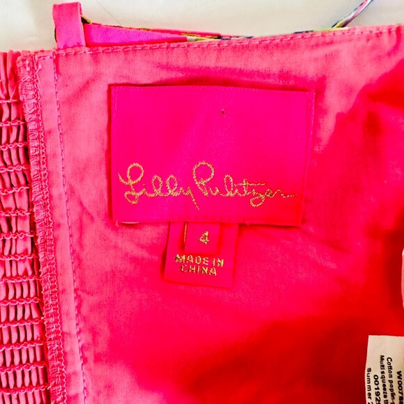 EUC LILLY PULITZER TROPICAL BUSTIER SMOCKED BARBIE BARBIECORE CROP TOP - Picture 7 of 9